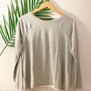 Loft NWT mixed media top gray with white blouse